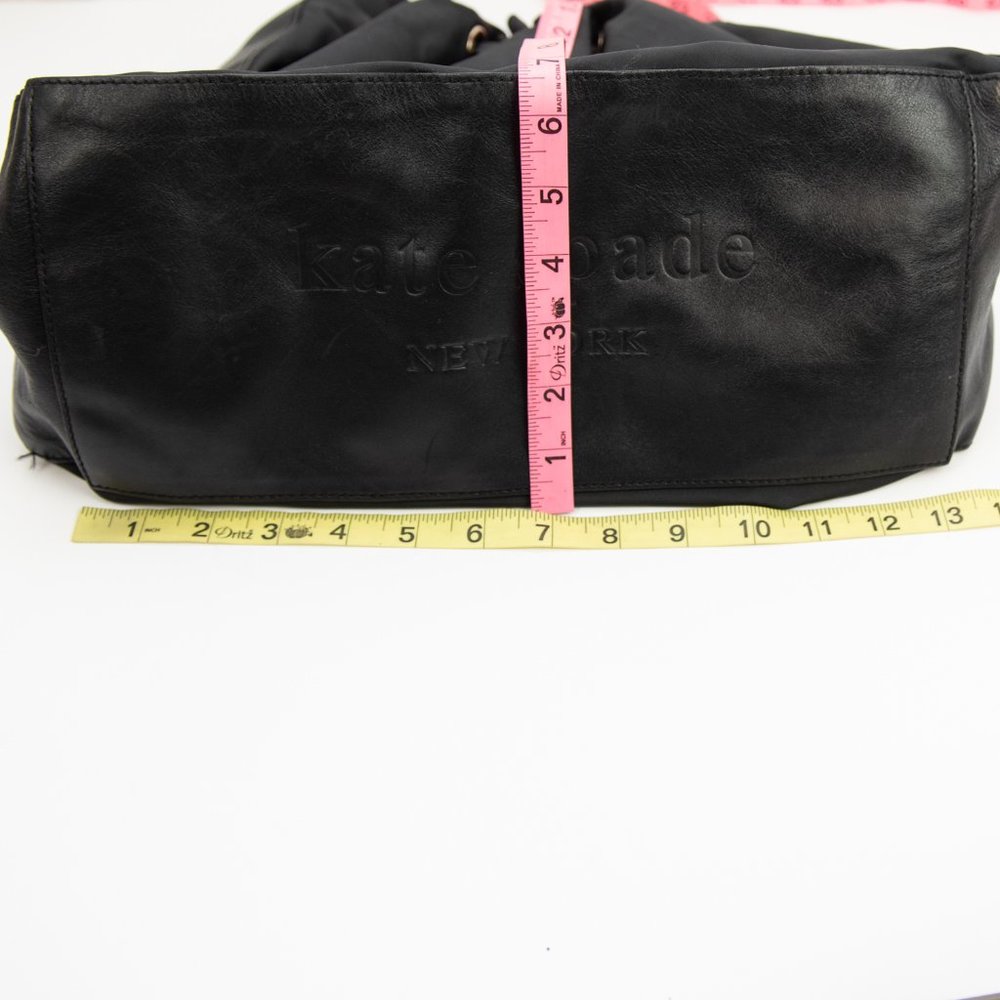 Kate Spade Elsey Shoulder Bag Nylon Purse Leather Trim Drawstring Black - Picture 9 of 10